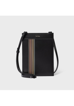 Paul Smith Black Leather 'Signature Stripe Block' Cross-Body Bag