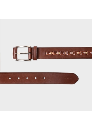 Paul Smith Tan Leather Woven 'Signature Stripe' Belt Red