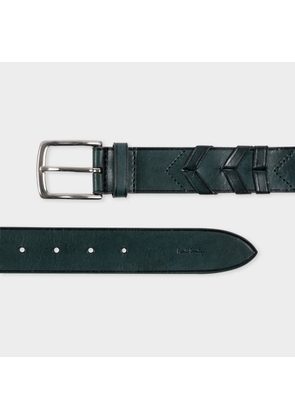 Paul Smith Dark Green Woven Herringbone Leather Belt