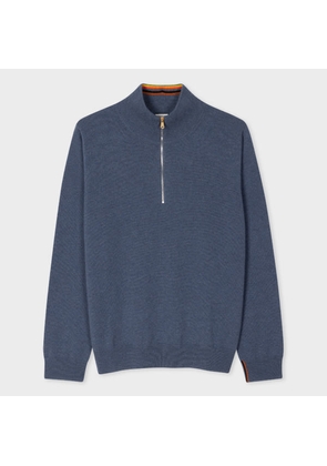 Paul Smith Slate Blue Cashmere Zip-Neck Sweater