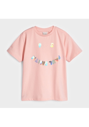 Paul Smith Junior 2-13 Years Pink Holographic 'Happy' T-Shirt