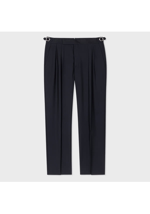 Paul Smith Navy Wool-Mohair Double-Pleat Trousers Blue