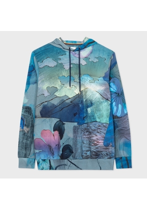 Paul Smith Blue 'Narcissus' Print Cotton Hoodie