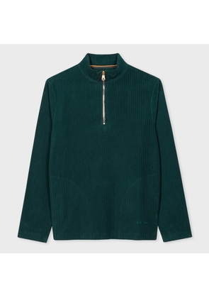 Paul Smith Dark Green Brushed Cotton Zip-Neck Sweatshirt