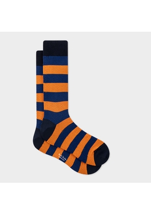 Paul Smith Blue and Orange Herringbone Stripe Socks
