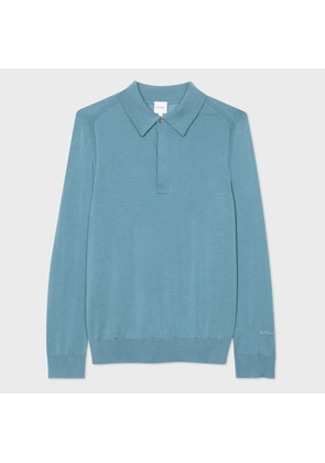 Paul Smith Light Blue Merino Wool Long-Sleeve Polo Shirt
