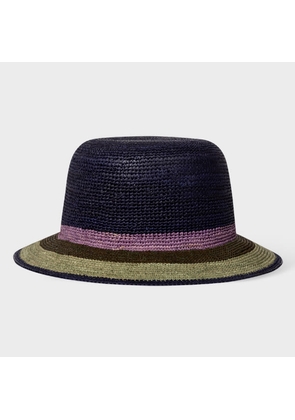 Paul Smith Navy Stripe Straw Hat Blue