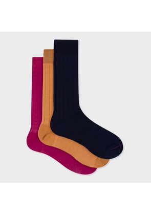 Paul Smith Plain Ribbed Socks Three-Pack Multicolour