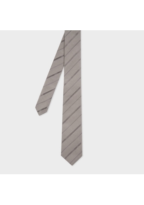 Paul Smith Grey Textured-Stripe Cotton-Silk Tie