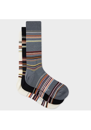 Paul Smith Spaced 'Signature Stripe' Socks Three Pack Multicolour