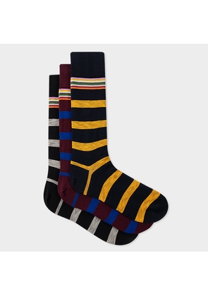 Paul Smith Marl Stripe Socks Three Pack Multicolour