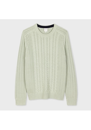 Paul Smith Pale Green Cotton-Cashmere Cable Knit Sweater