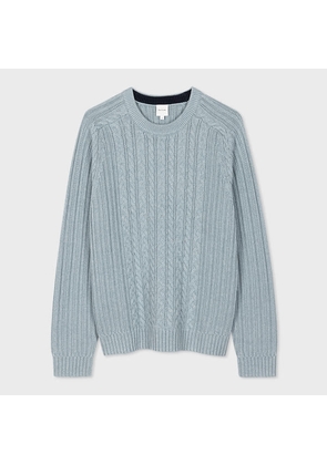 Paul Smith Pale Blue Cotton-Cashmere Cable Knit Sweater