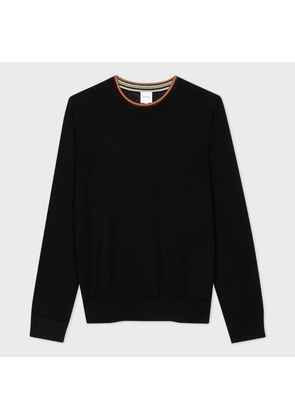 Paul Smith Black Merino Wool 'Signature Stripe' Collar Sweater