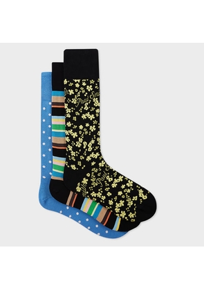 Paul Smith Floral Mixed Pattern Socks Three Pack Multicolour