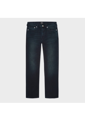 PS Paul Smith Slim-Standard Navy-Wash 'Crosshatch Stretch' Jeans Blue