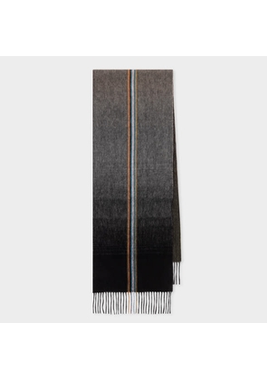 Paul Smith Charcoal Cashmere-Blend Gradient Stripe Scarf Black