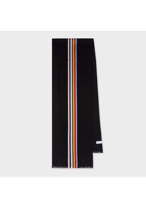 Paul Smith Black Wool-Blend Central Multi Stripe Scarf