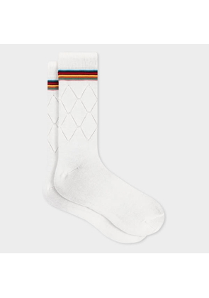 Paul Smith White Tonal Argyle Socks