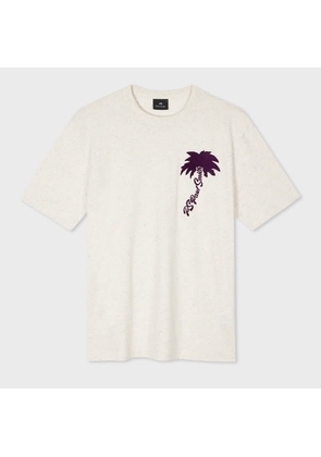 PS Paul Smith Ecru 'Palm Tree' Nep Cotton-Blend T-Shirt White