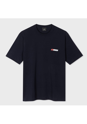 PS Paul Smith Navy PS Slant Logo Cotton-Blend T-Shirt Blue