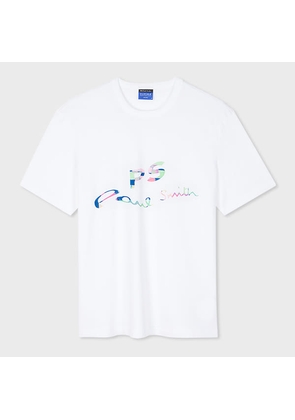PS Paul Smith White Supima Cotton 'Wave Logo' Print T-Shirt