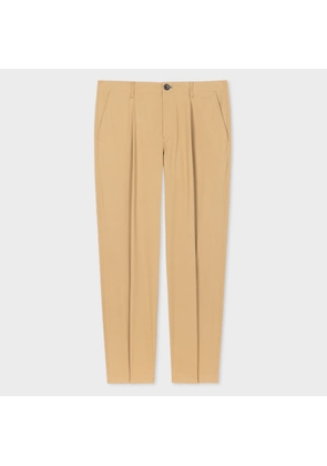 PS Paul Smith Tapered-Fit Tan Cotton-Blend Pleated Trousers Brown