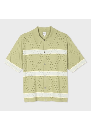 Paul Smith Pale Green Organic Cotton Stripe Knitted Shirt
