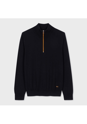 PS Paul Smith Black And Orange Merino Wool Half Zip Sweater