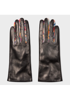 Paul Smith Women's Black Leather 'Concertina Swirl' Gloves
