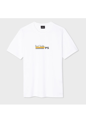 PS Paul Smith White PS Logo Stripe Print T-Shirt