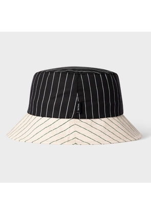 Paul Smith Women's Black and Cream Stripe Bucket Hat