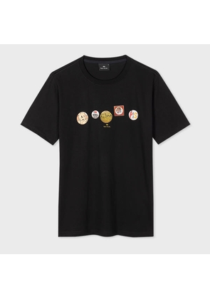 PS Paul Smith Black Cotton 'Badges' Print T-Shirt