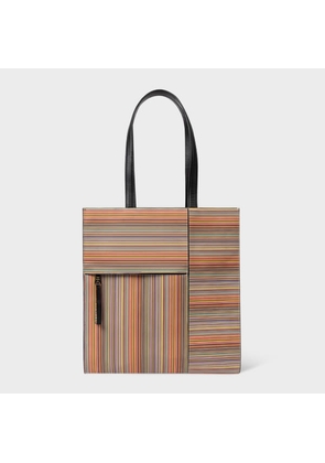Paul Smith Leather 'Signature Stripe' Tote Bag Multicolour