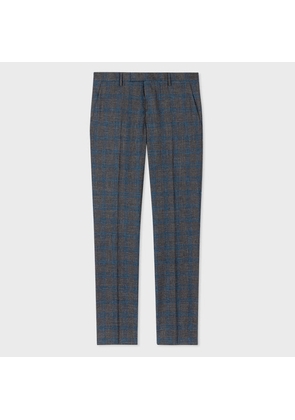 Paul Smith Straight-Fit Grey and Blue Check Wool-Linen Trousers