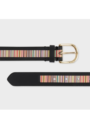 Paul Smith Women's Black Leather 'Signature Stripe' Belt