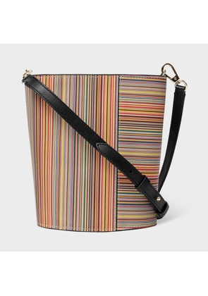 Paul Smith Leather 'Signature Stripe' Bucket Bag Multicolour