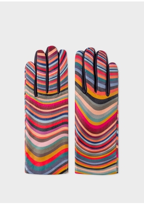 Paul Smith Women's Swirl Print Leather Gloves Multicolour