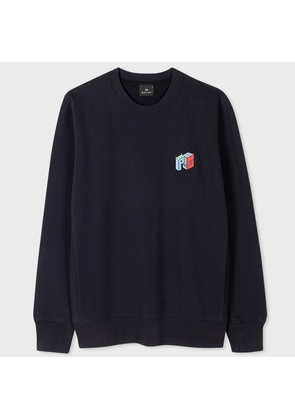 PS Paul Smith Navy Organic Cotton Embroidered PS Logo Sweatshirt Blue