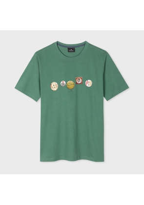 PS Paul Smith Green Cotton 'Badges' Print T-Shirt