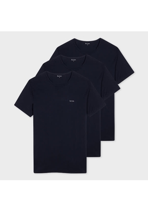 Paul Smith Navy Organic Cotton Logo Lounge T-Shirts Three Pack Blue
