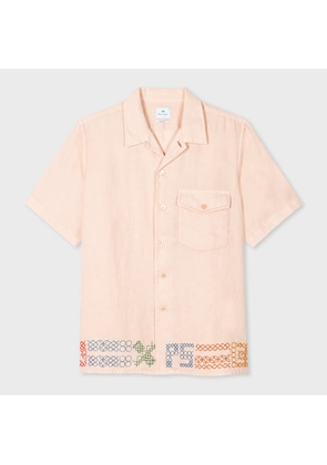 PS Paul Smith Beige Linen Shirt With Cross-Stitch Detail Brown