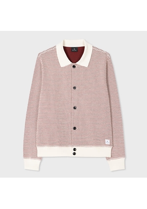 PS Paul Smith Red And White Jacquard Jersey Cardigan