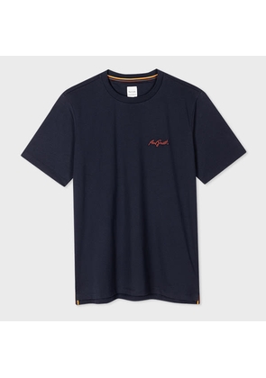 Paul Smith Navy 'Shadow Logo' Organic Cotton T-Shirt Blue