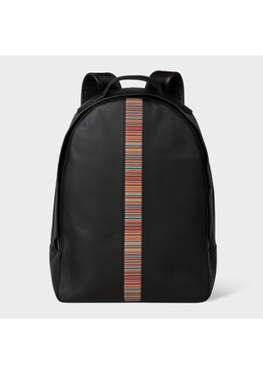 Paul Smith Black Leather 'Signature Stripe' Backpack