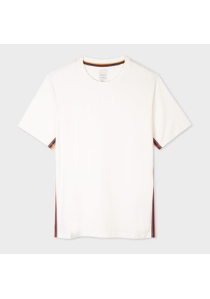 Paul Smith White Cotton T-Shirt With 'Artist Stripe' Trim