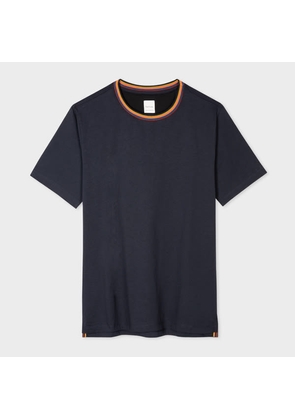 Paul Smith Navy 'Artist Stripe' Collar Cotton T-Shirt Blue