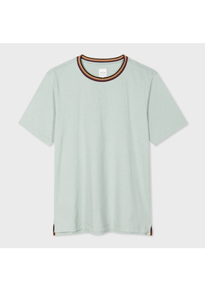 Paul Smith Pale Green 'Artist Stripe' Collar T-Shirt
