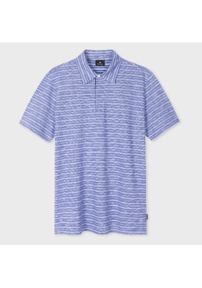 PS Paul Smith Blue & White Stripe Woven Cotton Polo Shirt