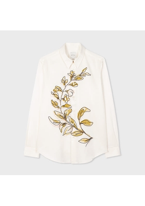 Paul Smith Ecru Embroidered 'Laurel' Cotton-Blend Shirt White
